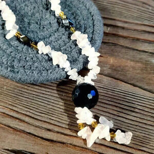 Handcrafted Rose Quartz Gunmetal Hematite Gemstone and Glass Beads Necklace